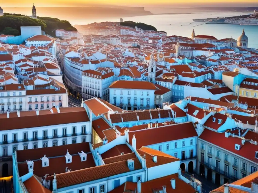 Vista aérea impresionante de Lisboa: historia y modernidad Renacimiento urbano en Lisboa: vibrante ciudad con históricos edificios y modernas maravillas arquitectónicas, turismo e inversión