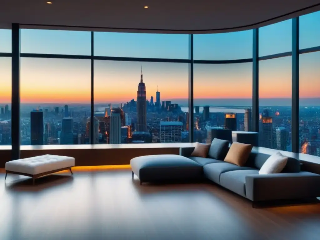 Ático moderno de lujo con vistas a la ciudad: diseño sofisticado y elegante Renovaciones inmobiliarias éxito internacional: Penthouse moderno de lujo con vista a la ciudad y diseño elegante