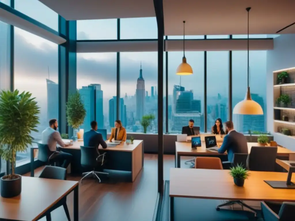 Coworking en la ciudad: energía y conexión Rentabilidad en espacios coworking ubicación: Ciudad dinámica con modernos espacios conectados en un vibrante centro urbano
