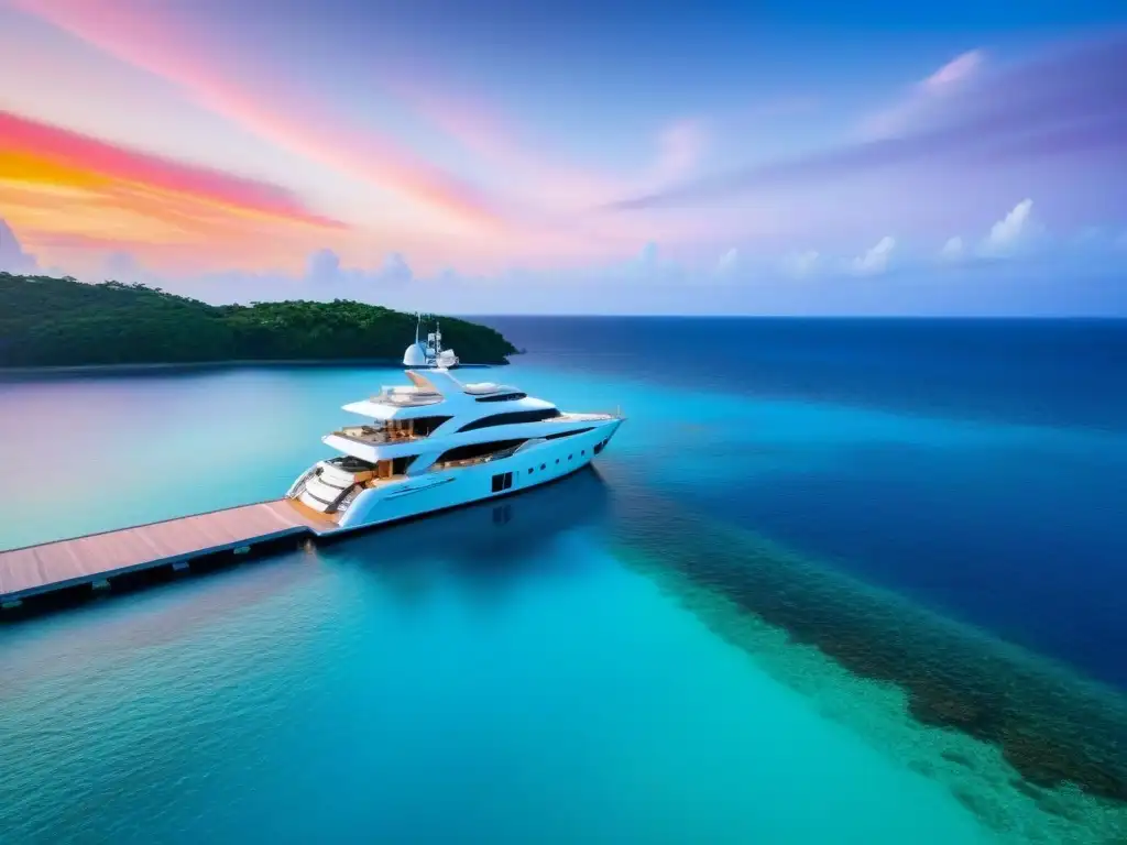 Isla privada de lujo con villa moderna y atardecer de ensueño Rentabilidad alquiler isla privada: Villa moderna en isla privada, rodeada de aguas turquesas y atardecer de colores vibrantes