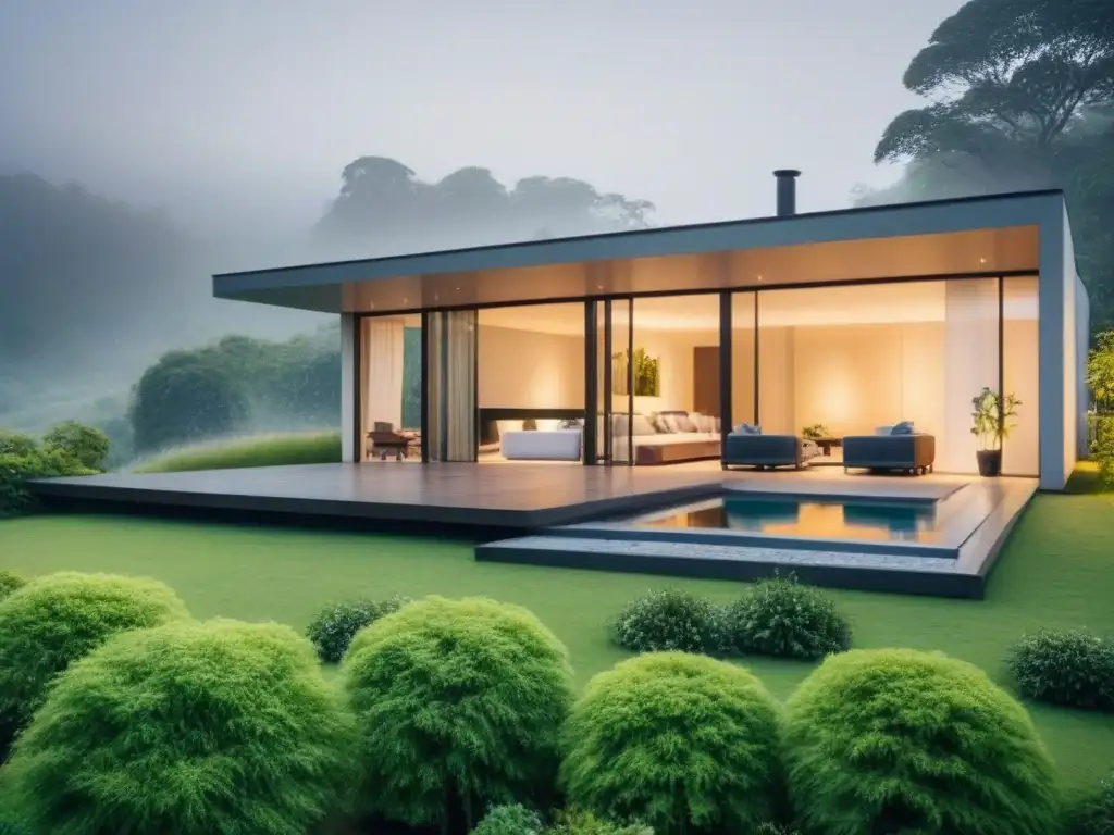 Residencia ecológica de lujo en entorno natural exuberante Residencia ecoamigable de lujo con materiales naturales en armonía con la naturaleza