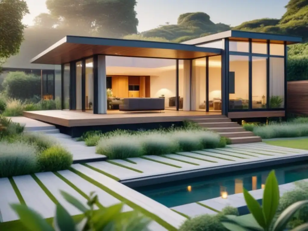 Propiedad ecológica de lujo rodeada de naturaleza exuberante Residencia ecoamigable de lujo rodeada de vegetación con paneles solares