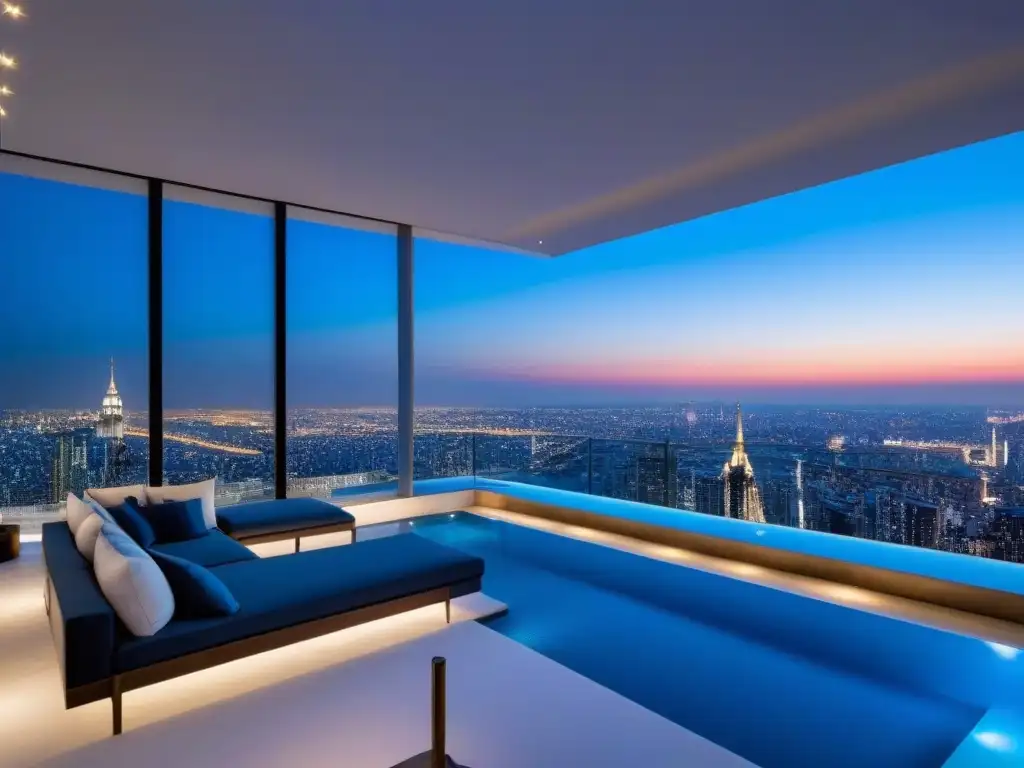 Residencia exclusiva en ciudad vibrante, con vista panorámica y piscina infinita al atardecer