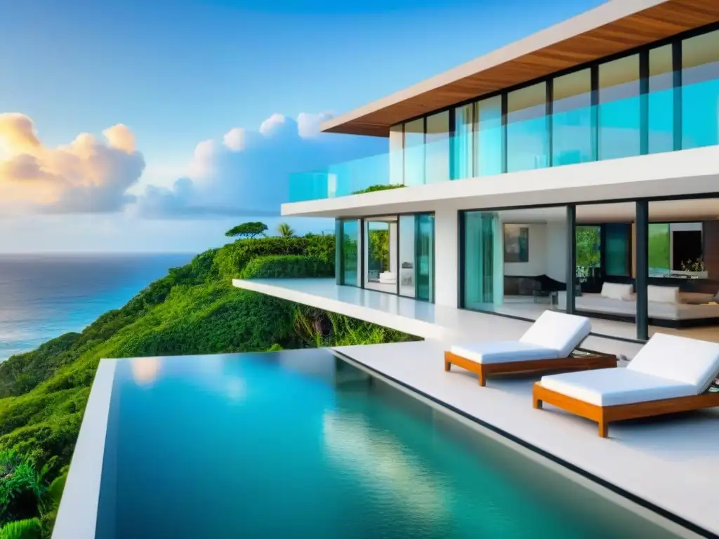 Residencia de lujo en acantilado con vistas al mar Residencia de lujo en acantilado con vista al mar, piscina infinita y diseño contemporáneo