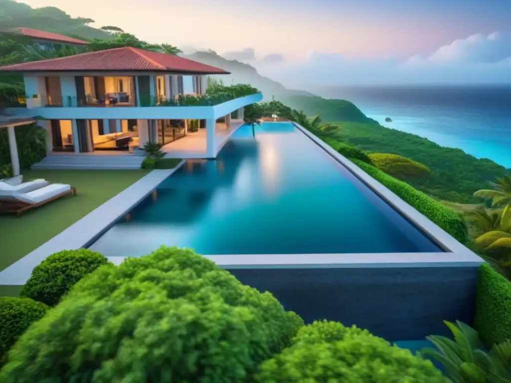 Residencia de lujo frente al mar en Norteamérica Residencia de lujo en la costa de Norteamérica con piscina infinita privada y diseño moderno, ideal para segundas residencias en Norteamérica