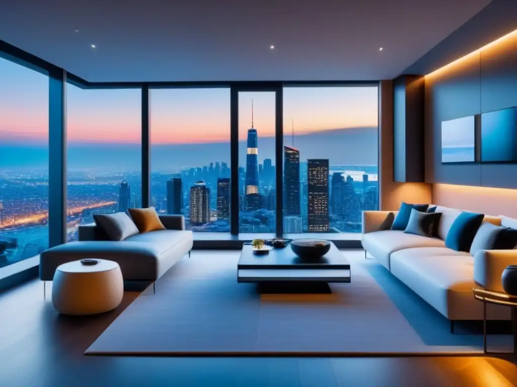 Residencia de lujo futurista con IoT integrado Residencia de lujo futurista con diseño minimalista y tecnología IoT integrada, vista a la ciudad