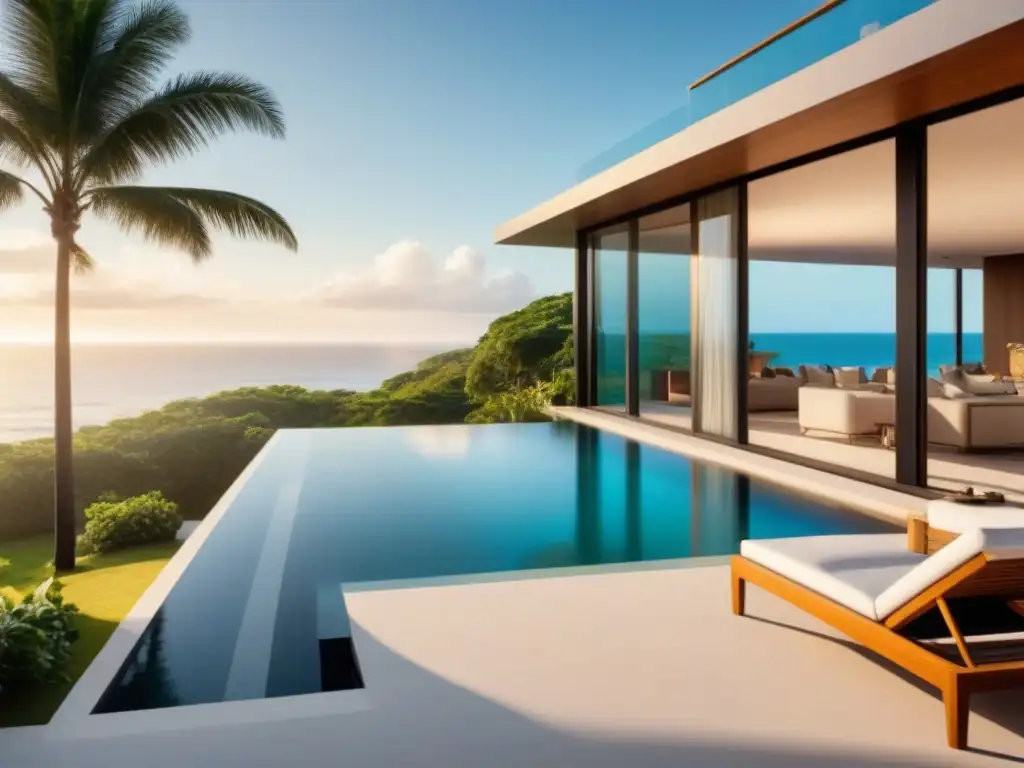 Villa de playa exclusiva con diseño moderno y vistas al mar en Norteamérica Residencia de lujo frente al mar en Norteamérica, con diseño contemporáneo y vista al océano