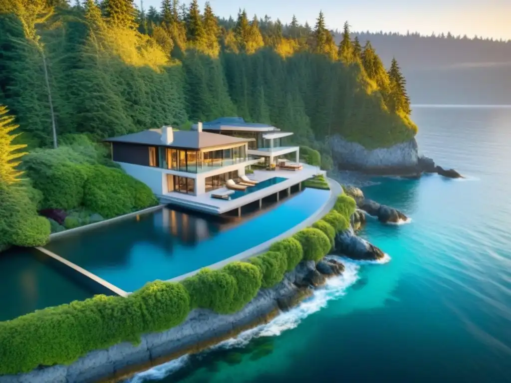 Villa de lujo frente al mar en Pacific Northwest: elegancia y exclusividad Residencia de lujo frente al mar en el noroeste del Pacífico, reflejando exclusividad y elegancia