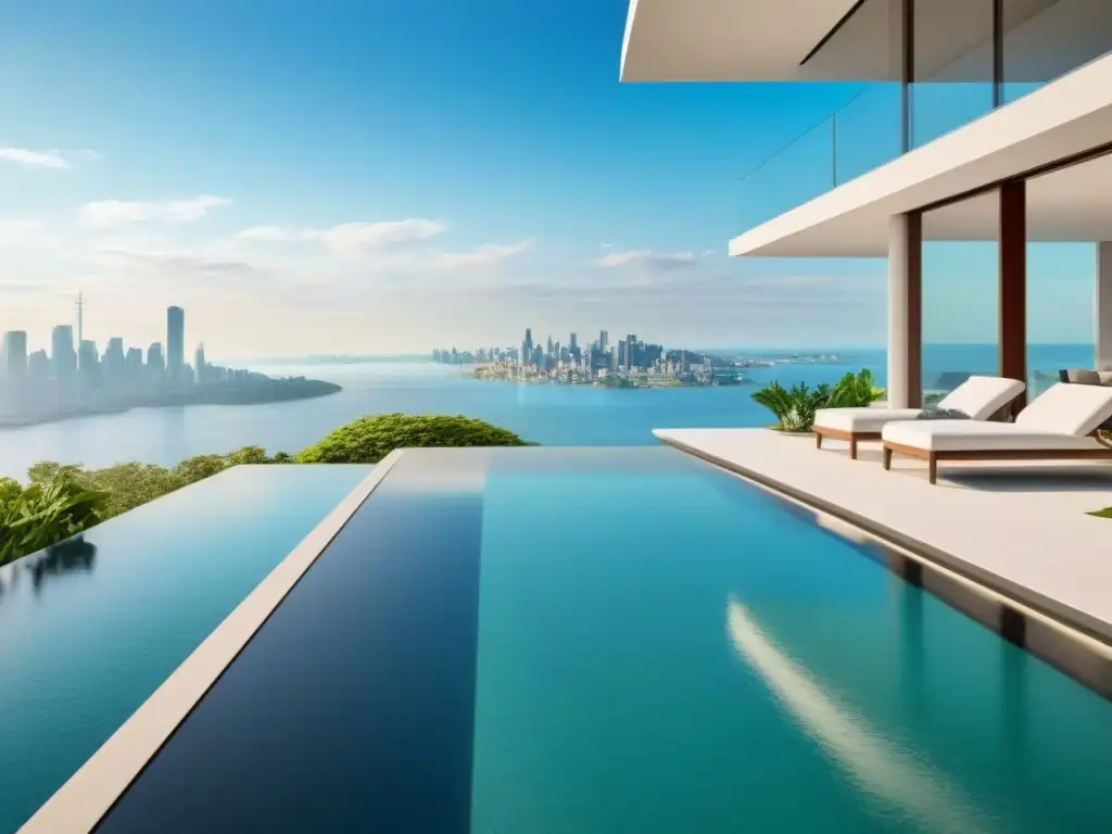Propiedad de lujo frente al mar: diseño moderno y exclusivo Residencia de lujo frente al mar con piscina infinita, diseño contemporáneo y jardines exuberantes