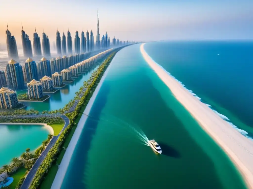 Propiedad de lujo en Dubai: atardecer de ensueño en 2021 Residencia de lujo en Dubai con piscina infinita, paisajismo exuberante y vista panorámica de la ciudad al atardecer