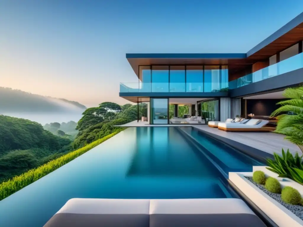 Mansión de lujo moderna con piscina infinita y alta tecnología Residencia de lujo con piscina infinita, diseño moderno y seguridad integrada