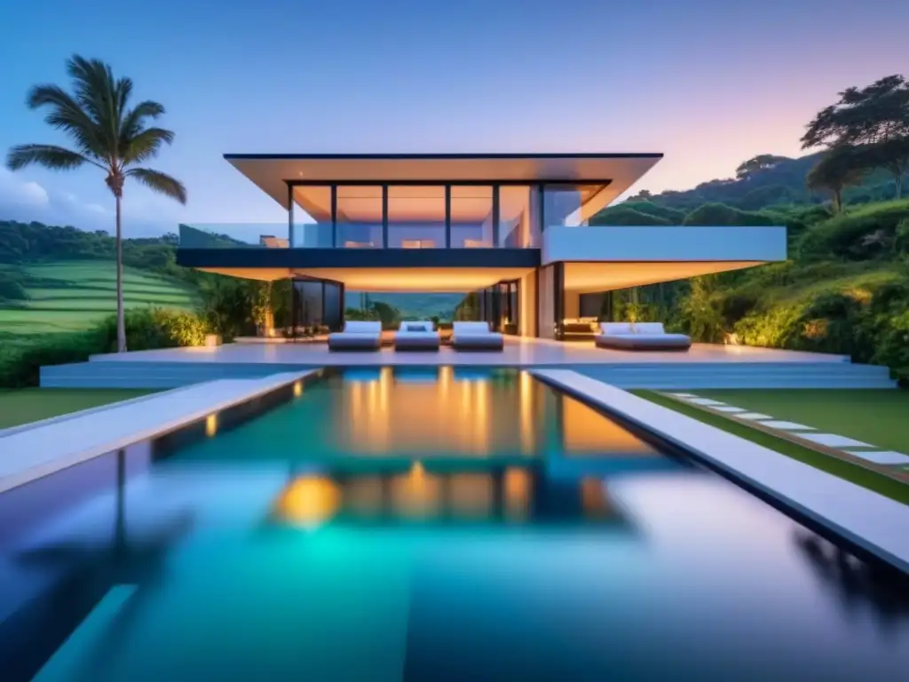 Residencia moderna de lujo con vistas panorámicas Residencia de lujo con piscina infinita y vistas al paisaje verde
