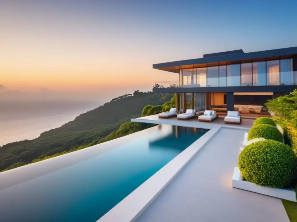Villa de lujo con vistas al mar al atardecer Residencia de lujo con vista al mar al atardecer, ideal para inversionistas globales