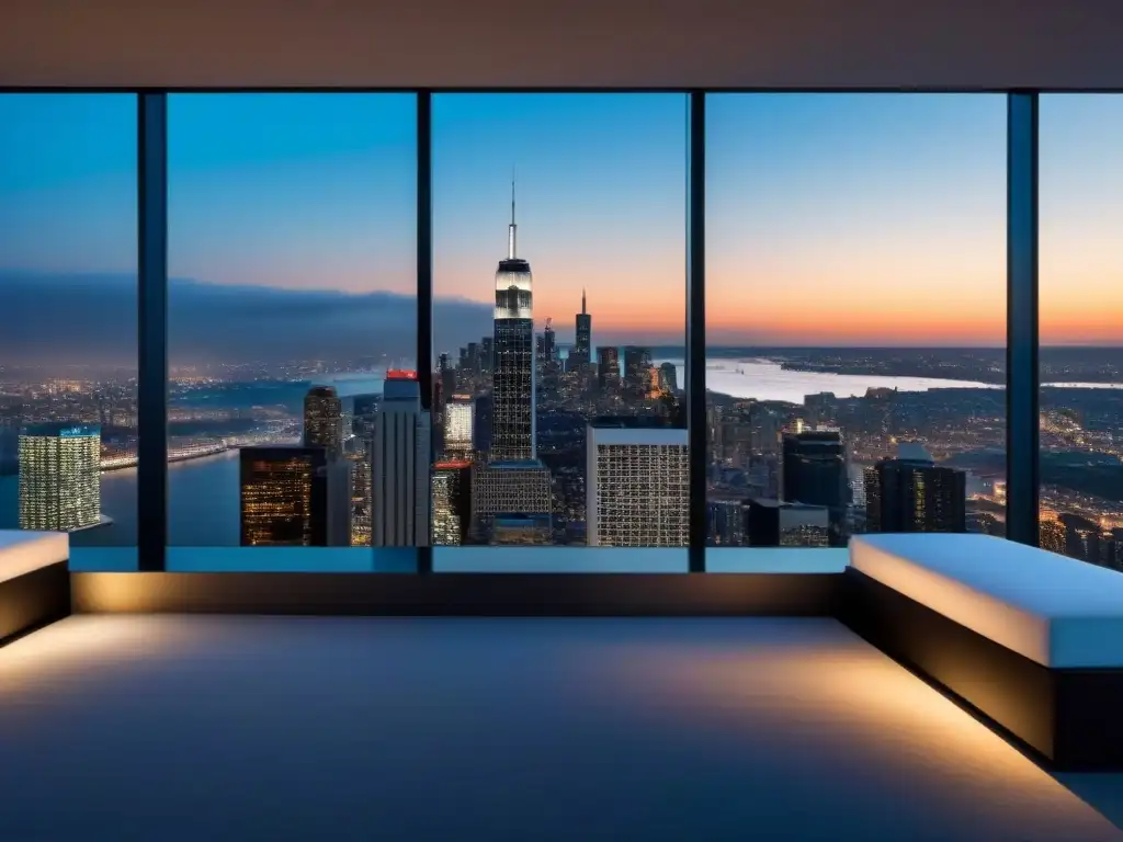 Residencia de lujo con vista nocturna a la ciudad Residencia de lujo con vista nocturna a la ciudad, diseño vanguardista y elegante