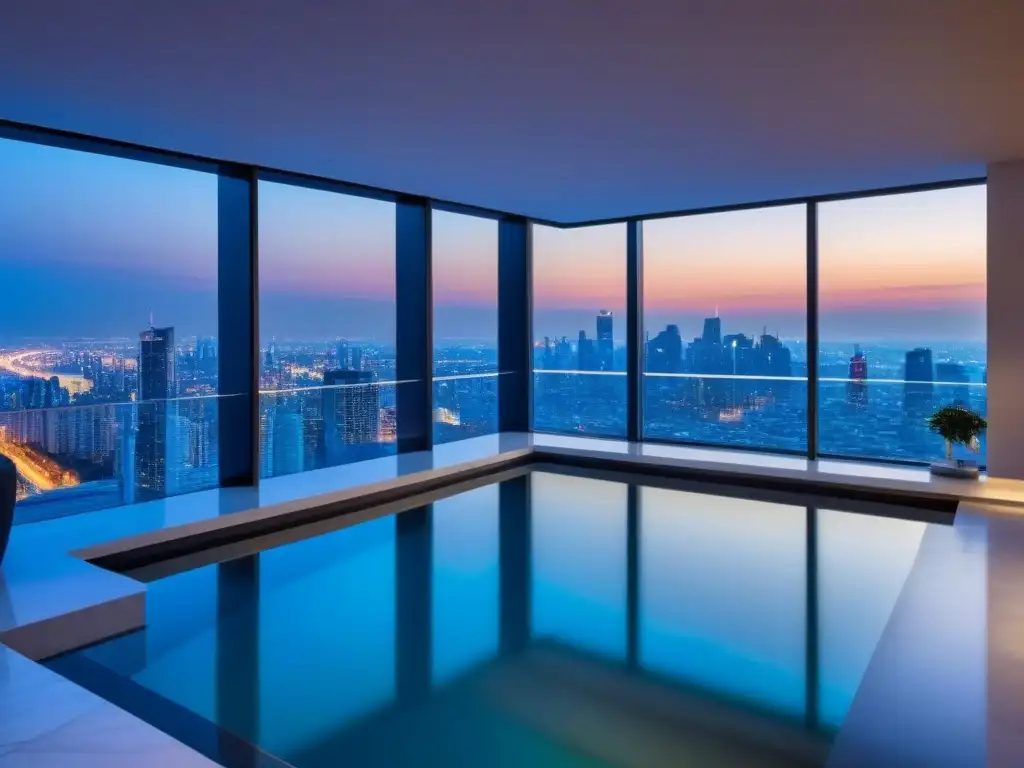 Penthouse de lujo con vistas panorámicas y piscina infinita Residencia de lujo con vista panorámica de la ciudad para compradores de propiedad de lujo