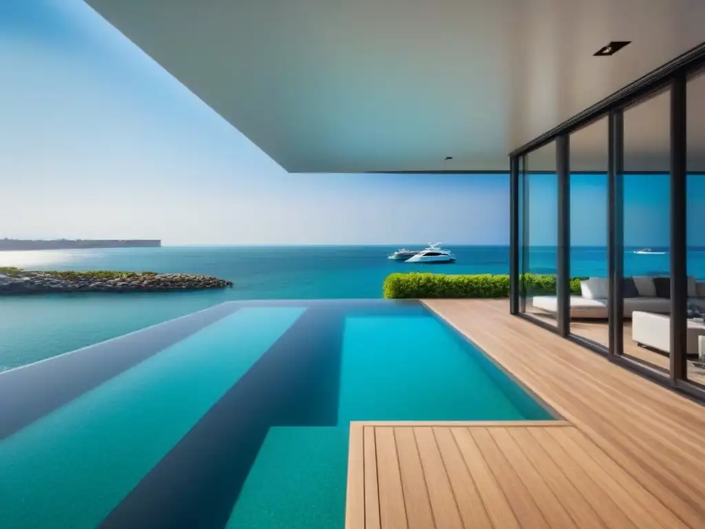 Mansión de lujo en marina privada con yates y piscina infinita Residencia de lujo con vistas a marina privada, piscina infinita y jardín exuberante