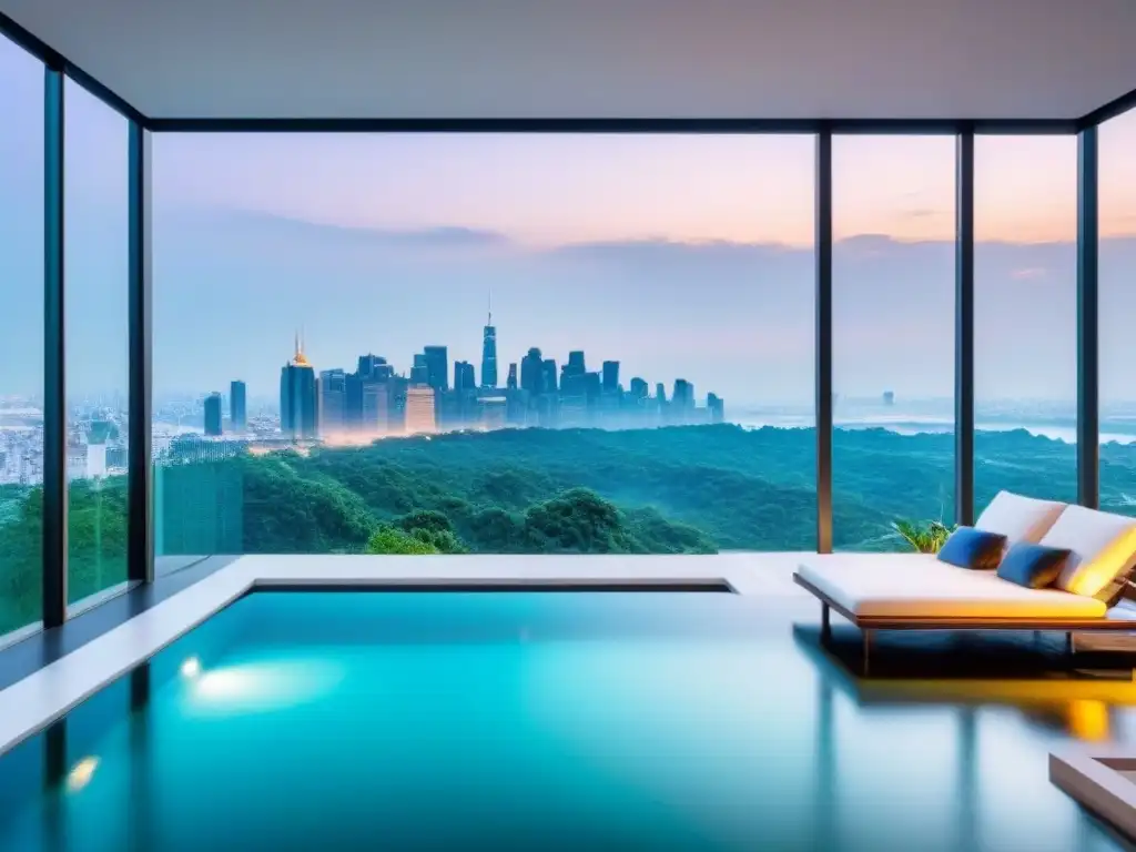 Mansión de lujo con diseño arquitectónico moderno y minimalista Residencia moderna de lujo con diseño arquitectónico elegante y vistas a la ciudad