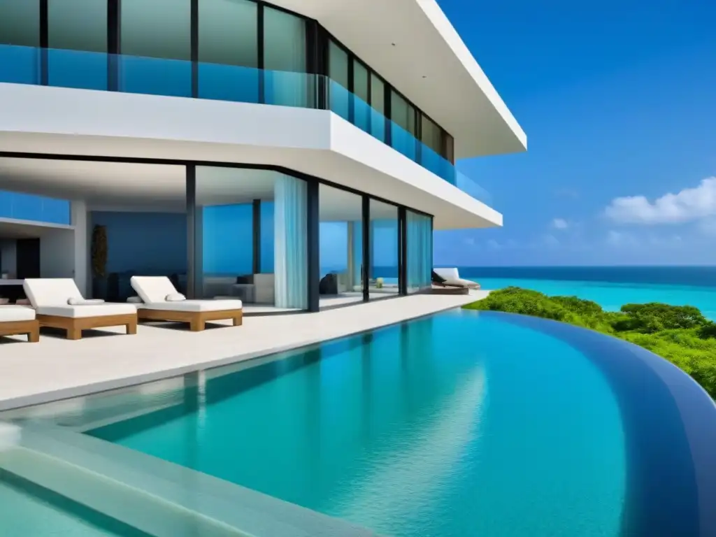 Villa de lujo en la playa: diseño moderno, exclusividad y sofisticación Residencia vacacional de lujo con vista a la playa, piscina infinita y diseño contemporáneo para familias globales