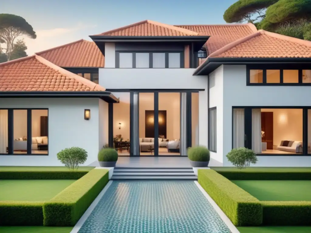 Contraste arquitectónico: de villa española a mansión ultramoderna Comparación de diseño residencial tradicional vs ultramoderno: historia y vanguardia en arquitectura