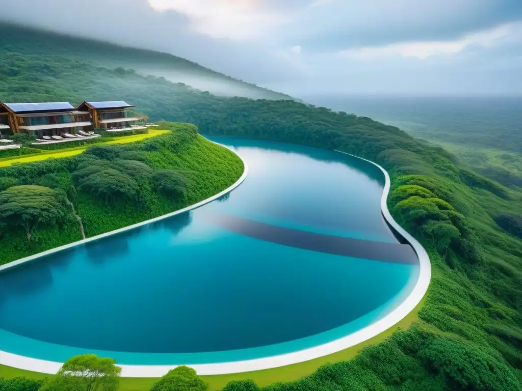 Resort ecológico de lujo: arquitectura sostenible en entorno natural Resort ecológico de lujo con arquitectura sostenible y paisajes impresionantes