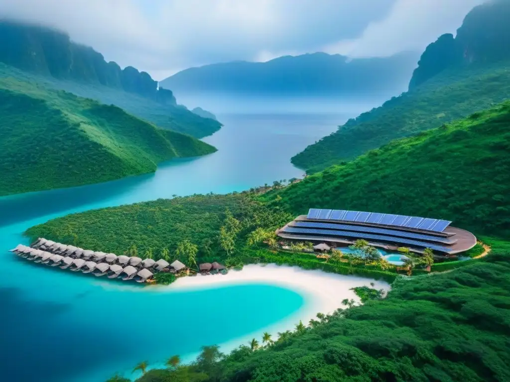 Paraíso ecológico: resort de lujo en armonía con la naturaleza Un resort ecológico de lujo entre montañas verdes y aguas turquesas