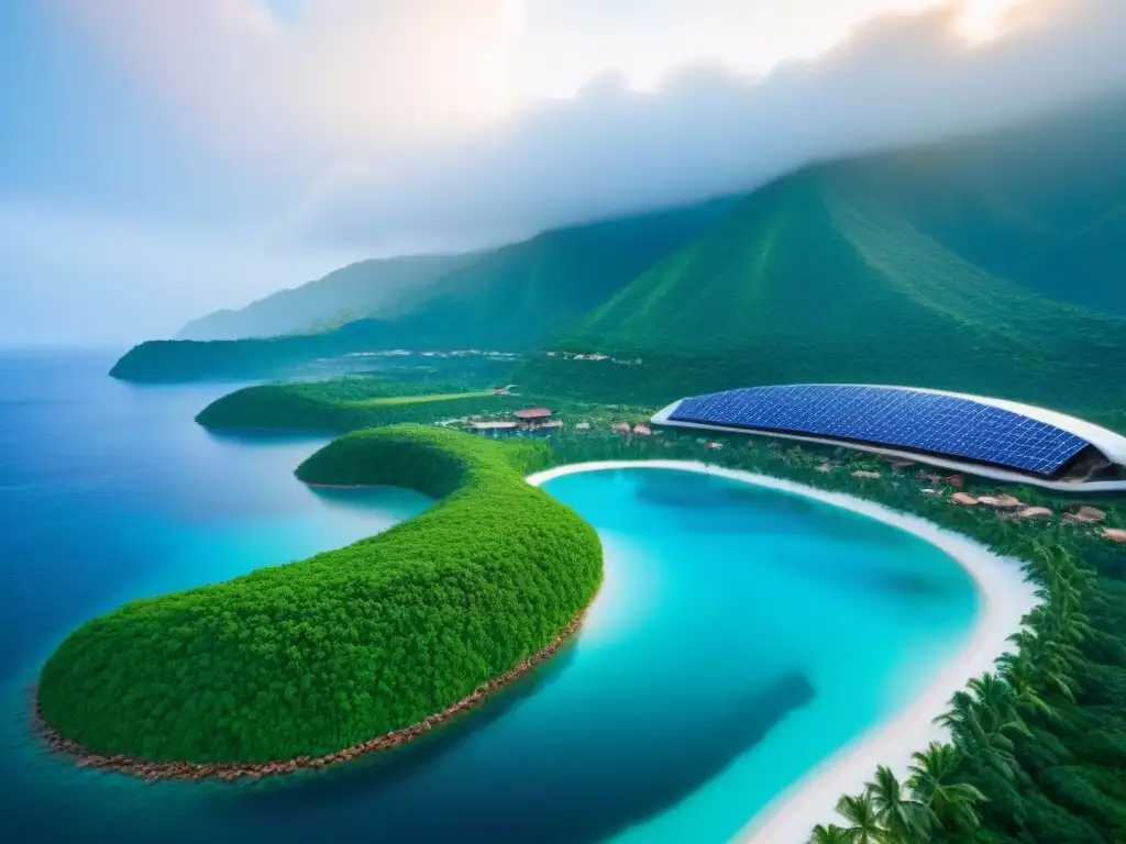 Resort eco-lujoso en armonía con la naturaleza Un resort ecológico de lujo entre montañas verdes y aguas turquesas