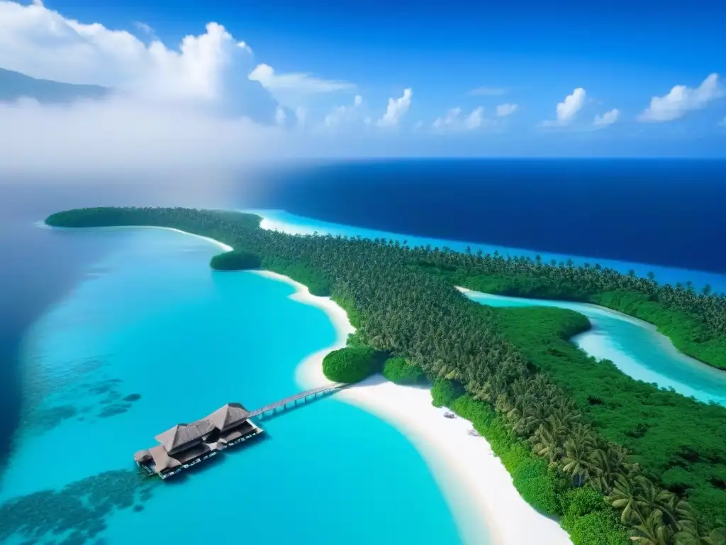 Paraíso exclusivo: villas lujosas en isla privada Resort de isla privada de lujo con villas y piscinas infinitas en aguas turquesas