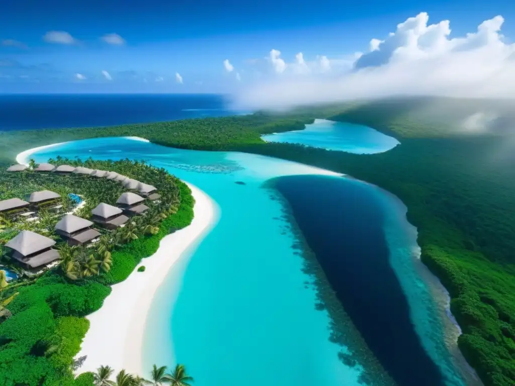 Paraíso tropical: resort de lujo con vistas al mar Resort de lujo en destino exótico con aguas turquesas, playas blancas y villas con piscinas infinitas
