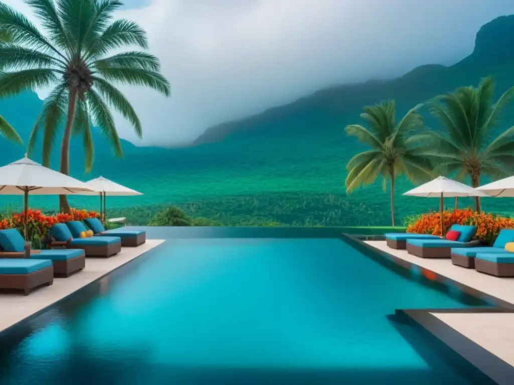 Resort de lujo en paraíso tropical: infinity pools y exuberante naturaleza Resort de lujo en destino exótico con piscinas infinitas y palmeras, ideal para inversión en propiedades de tiempo compartido