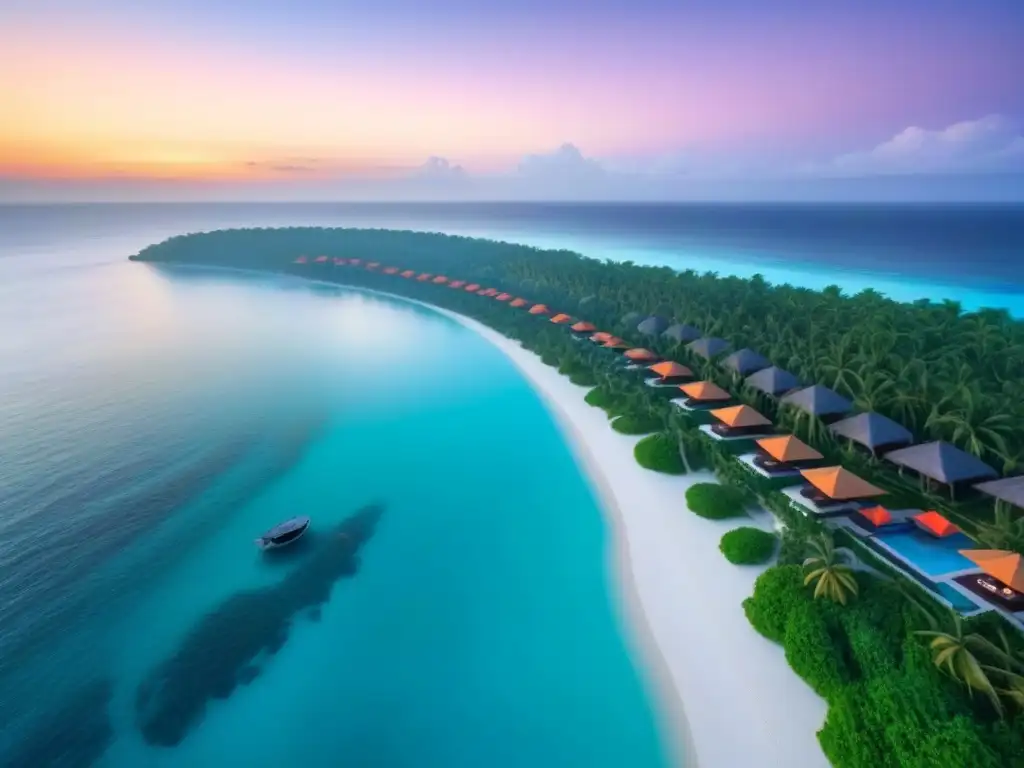 Paraíso costero de lujo: villas, piscinas infinitas y atardecer dorado Resort de lujo entre naturaleza exuberante y aguas cristalinas, con piscinas infinitas y villas privadas en la costa al atardecer