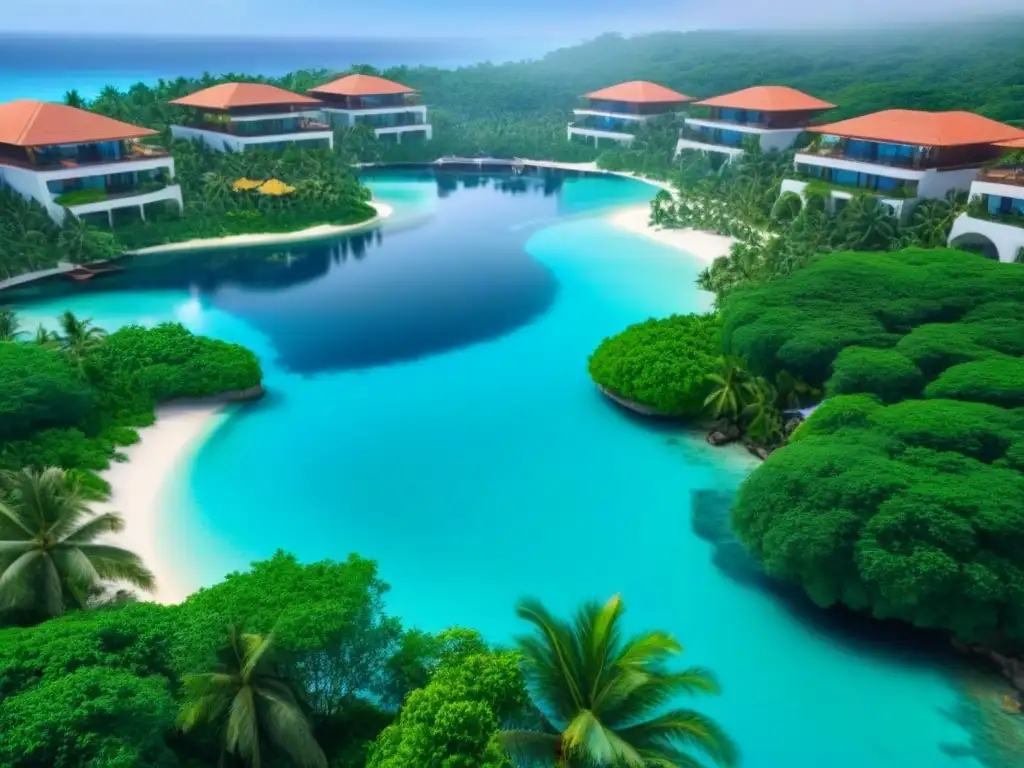 Resort de lujo entre naturaleza y aguas turquesa Resort de lujo en paraíso tropical, seguro inversión mercado internacional