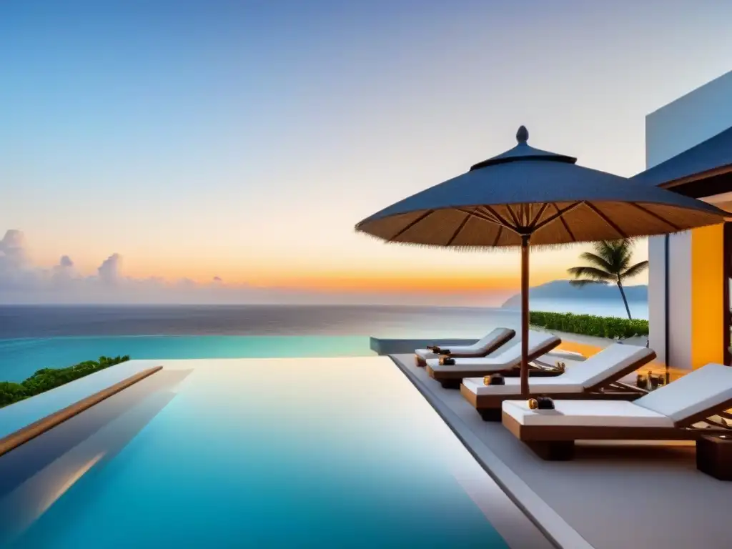 Resort de lujo: oasis moderno frente al mar Resort de lujo con infinity pool y playa, para vacaciones exclusivas