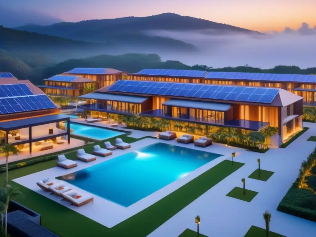 Resort de lujo: tecnología futurista y sostenible Un resort de lujo con tecnología avanzada y sostenible en estrategias de renovación para tiempo compartido