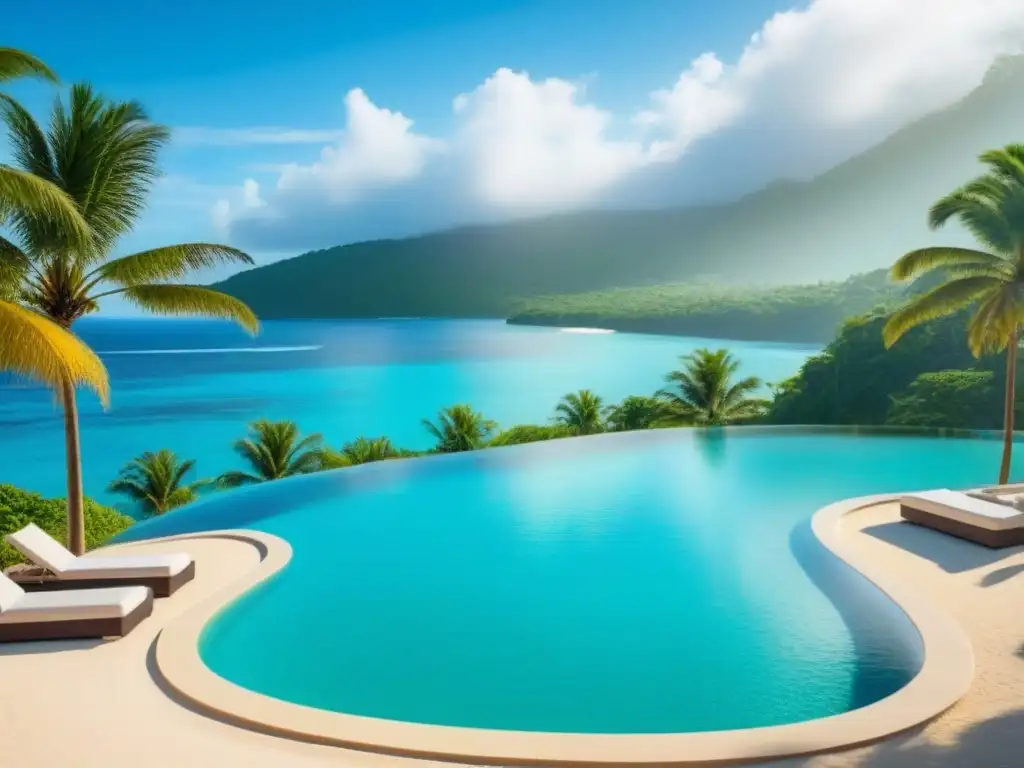 Paraíso tropical de lujo: Resort exclusivo con vistas panorámicas Resort de tiempo compartido de lujo en entorno exótico con arquitectura moderna y vistas panorámicas a la naturaleza tropical y aguas turquesas