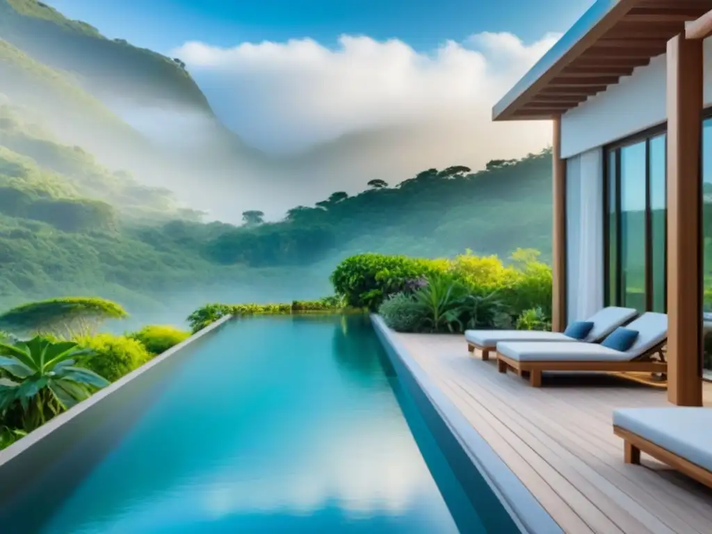 Eco-lujo en resort ecológico 8k Un resort de tiempo compartido sostenible en armonía con la naturaleza, con paneles solares y piscina infinita