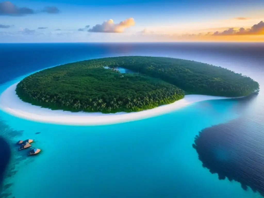 Resplandeciente isla privada con villas lujosas y aguas turquesas