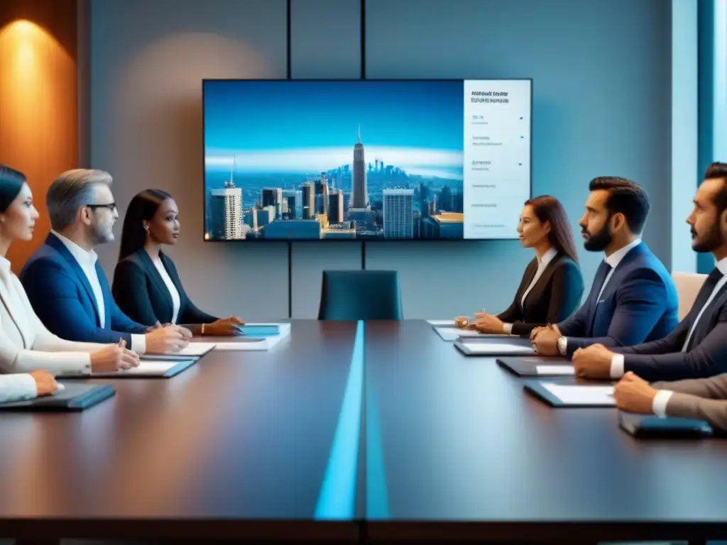 Abogados internacionales en la mesa: diversidad y profesionalismo Una reunión de abogados internacionales de bienes raíces en una sala moderna y elegante