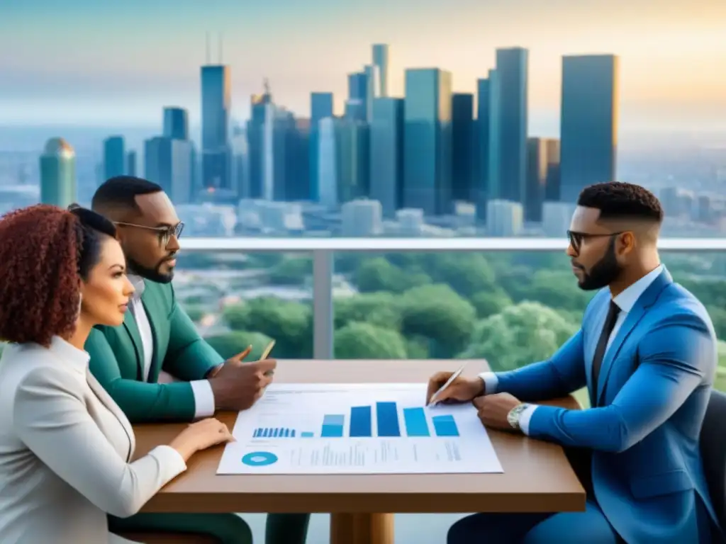 Conversación inclusiva sobre inversión inmobiliaria Reunión diversa para financiar viviendas asequibles en una ciudad, error financiar viviendas asequibles