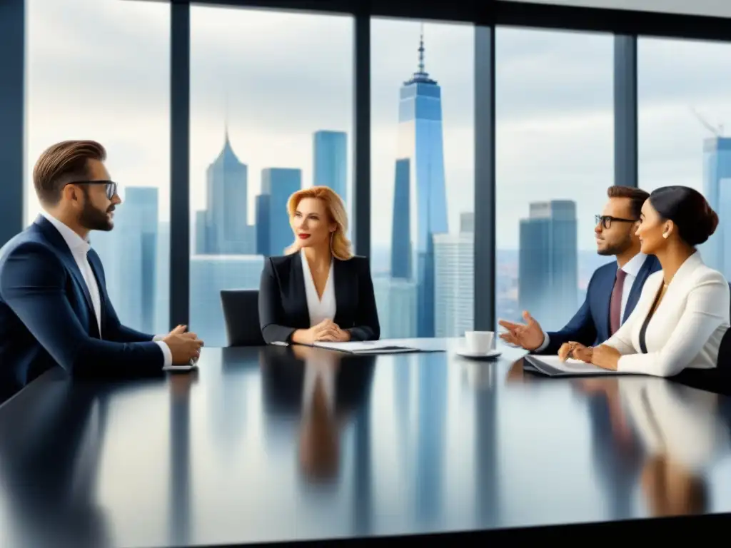 Profesionales de Generación X debatiendo estrategias inmobiliarias en moderna oficina Una reunión profesional de la generación cambio discutiendo estrategias de inversiones inmobiliarias en una oficina moderna