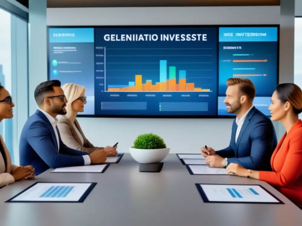 Conversación generacional: tendencias inmobiliarias Una reunión en una sala de juntas moderna con gente de distintas generaciones discutiendo tendencias mercado inmobiliario internacional