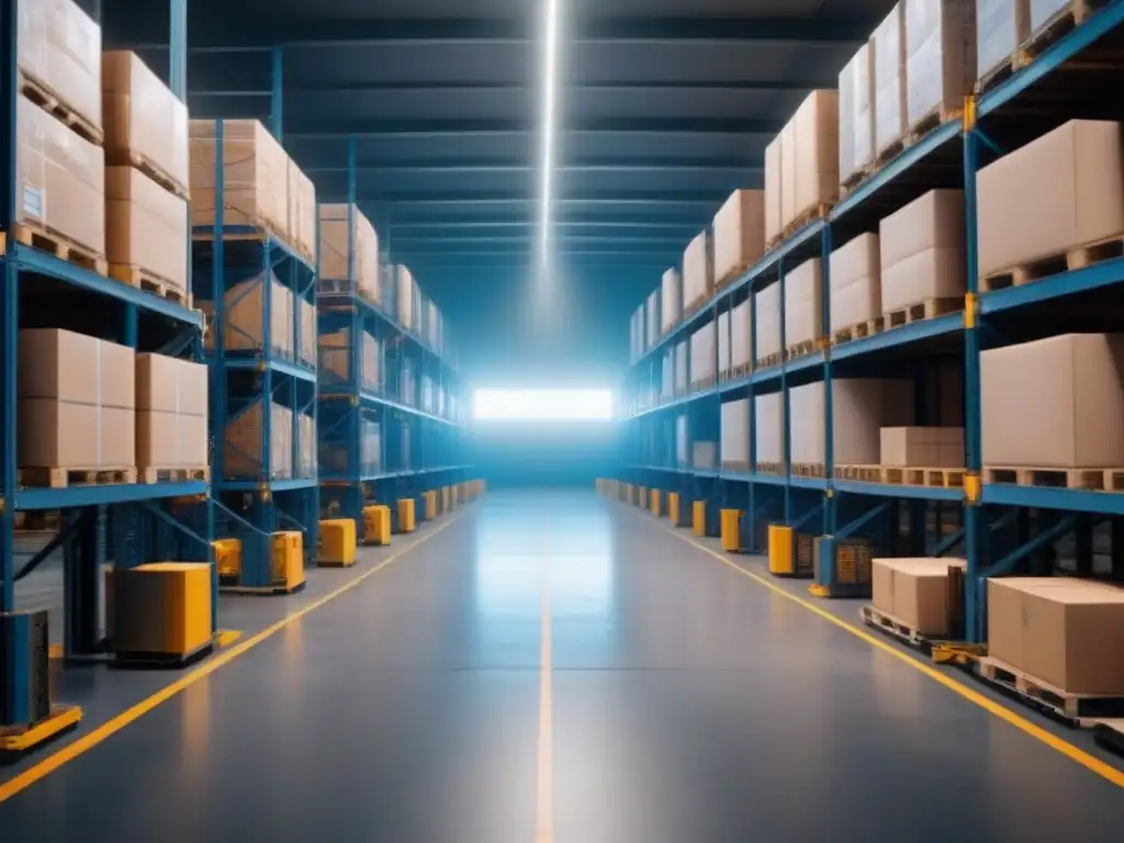 Almacén futurista: robots automatizados agilizan la gestión de inventario Robots automáticos en almacén futurista maximizan rendimientos inversiones almacenes con eficiencia tecnológica