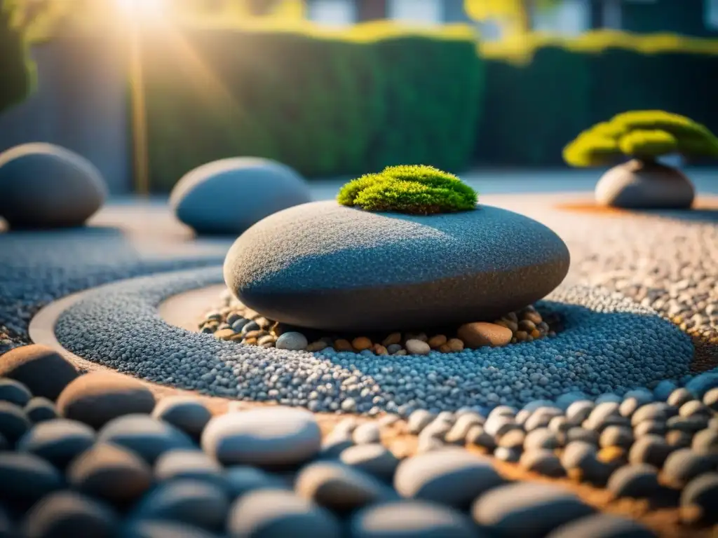 Jardín zen japonés: armonía y serenidad en casa Jardín de rocas japonés sereno con diseño meticuloso y minimalista en ambiente residencial