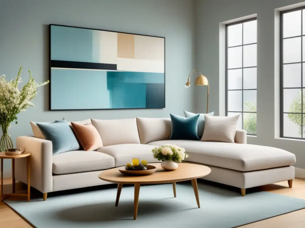 Sala moderna en tonos neutros cálidos con ambiente acogedor Sala moderna con colores para aumentar valor propiedad: neutros cálidos, mobiliario acogedor y detalles naturales