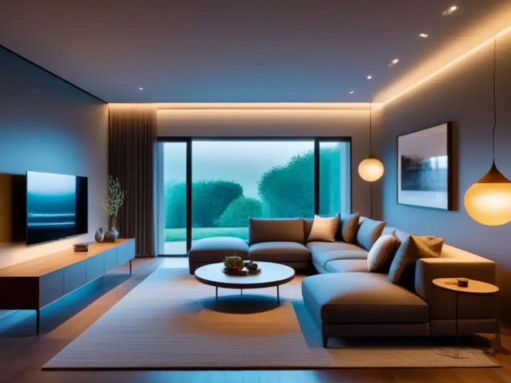 Diseño de sala moderna con variedad de luminarias para renovaciones Una sala de estar moderna y elegante con una variedad de opciones de iluminación para renovaciones