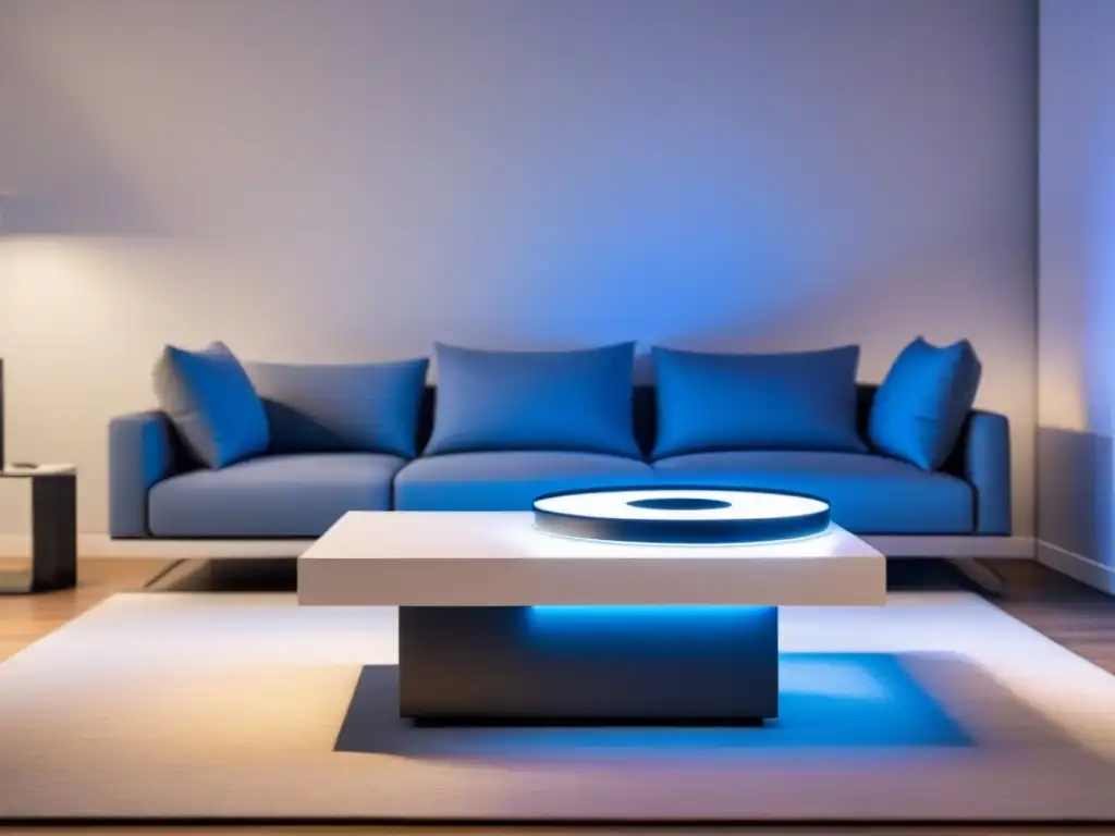 Salón futurista con muebles robóticos en un hogar inteligente Salón futurista con mobiliario robótico en casa inteligente internacional