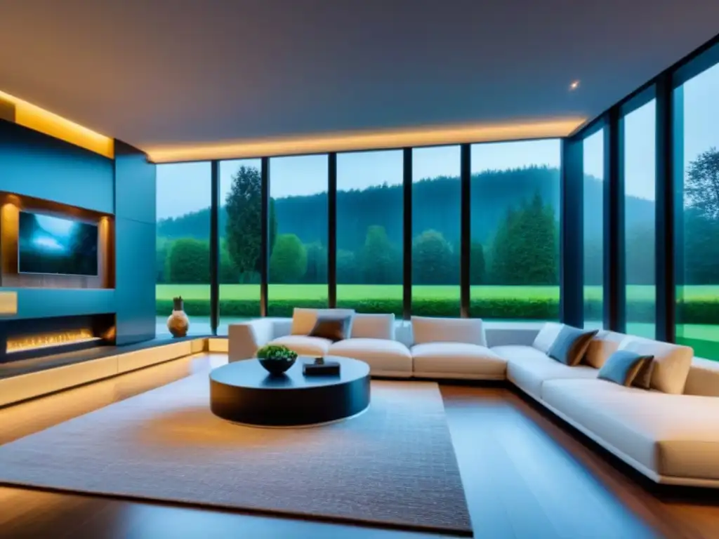 Salón de lujo con domótica: elegancia y tecnología Salón de lujo con domótica en propiedad exclusiva, fusionando tecnología y elegancia
