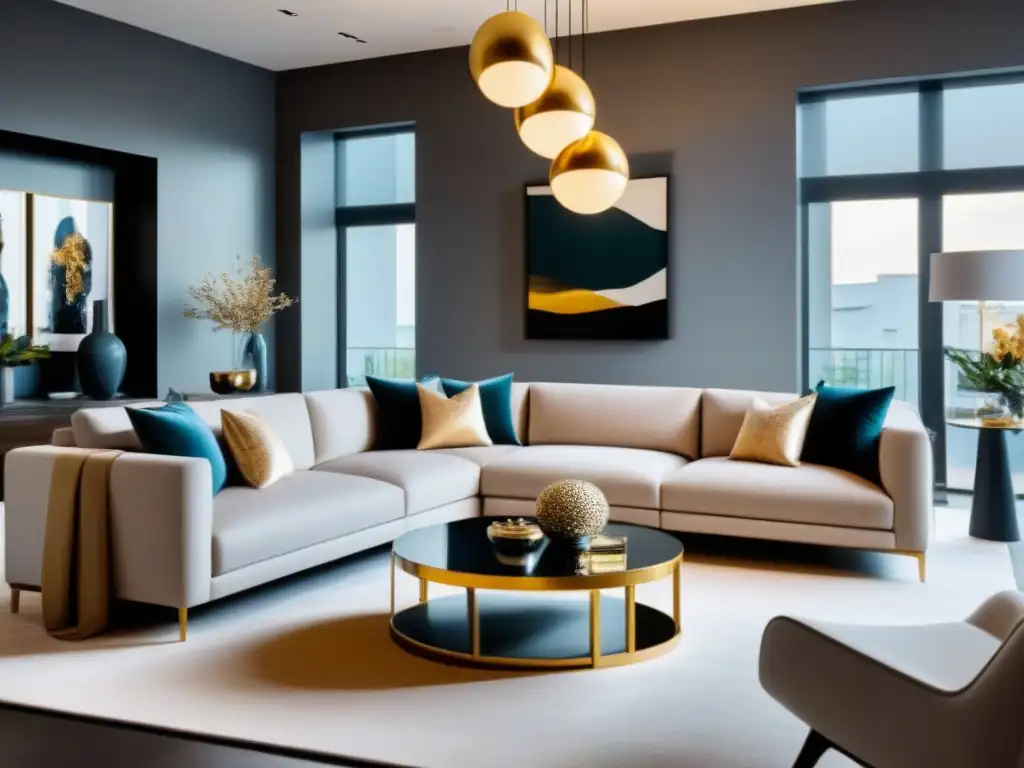 Salón de lujo con influencer marketing integrado Un salón moderno de lujo con influencer marketing en bienes raíces