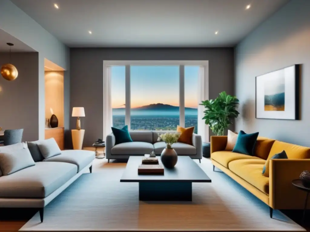 Salón moderno de lujo con paleta de colores elegante Salón moderno con paleta de col para aumentar valor propiedad