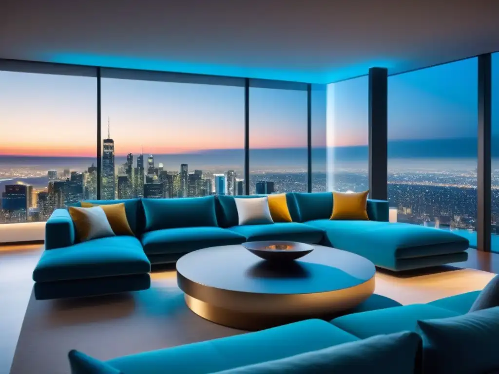 Salón moderno con sistema domótico para inversores inmobiliarios internacionales