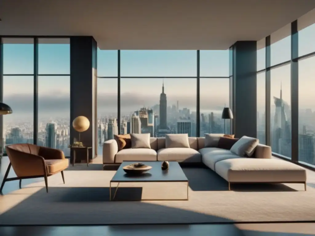 Salón moderno vacío: lujo urbano en 8k Un salón moderno vacío en un apartamento urbano de lujo